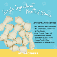 4" Knotted Rawhide Bones for Small Dogs | Rawhide Chews at HotSpot Pets