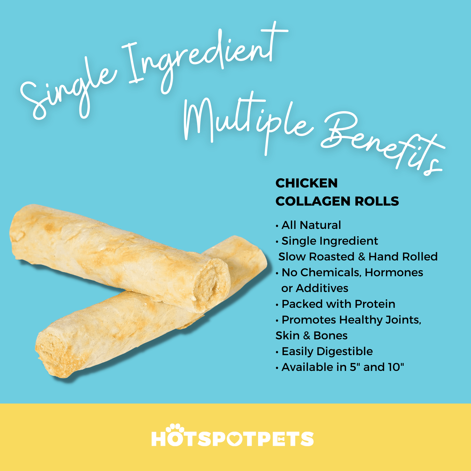 5" Chicken Collagen Rolls for Small & Medium Dogs | Collagen Chews at HotSpot Pets