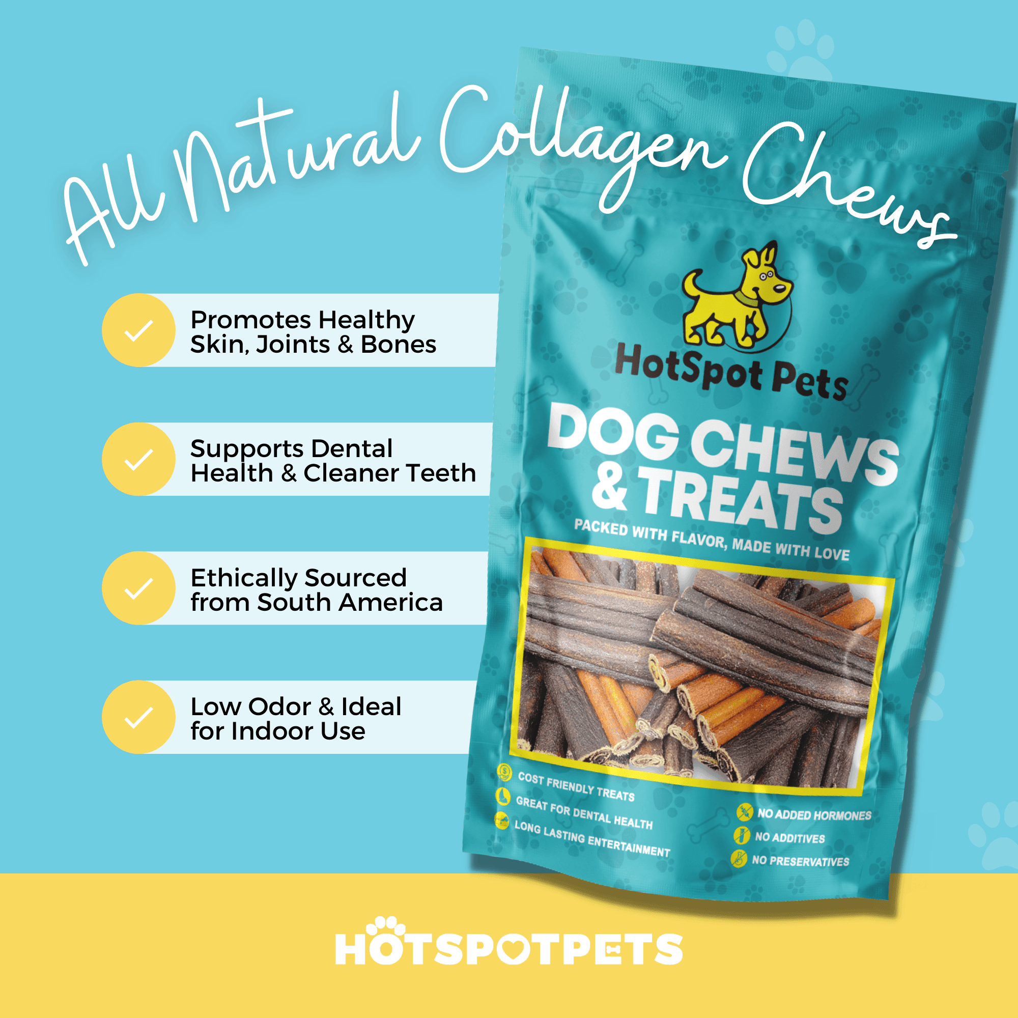 6'' Inch Beef Collagen Sticks for Small & Medium Dogs | Collagen Chews at HotSpot Pets