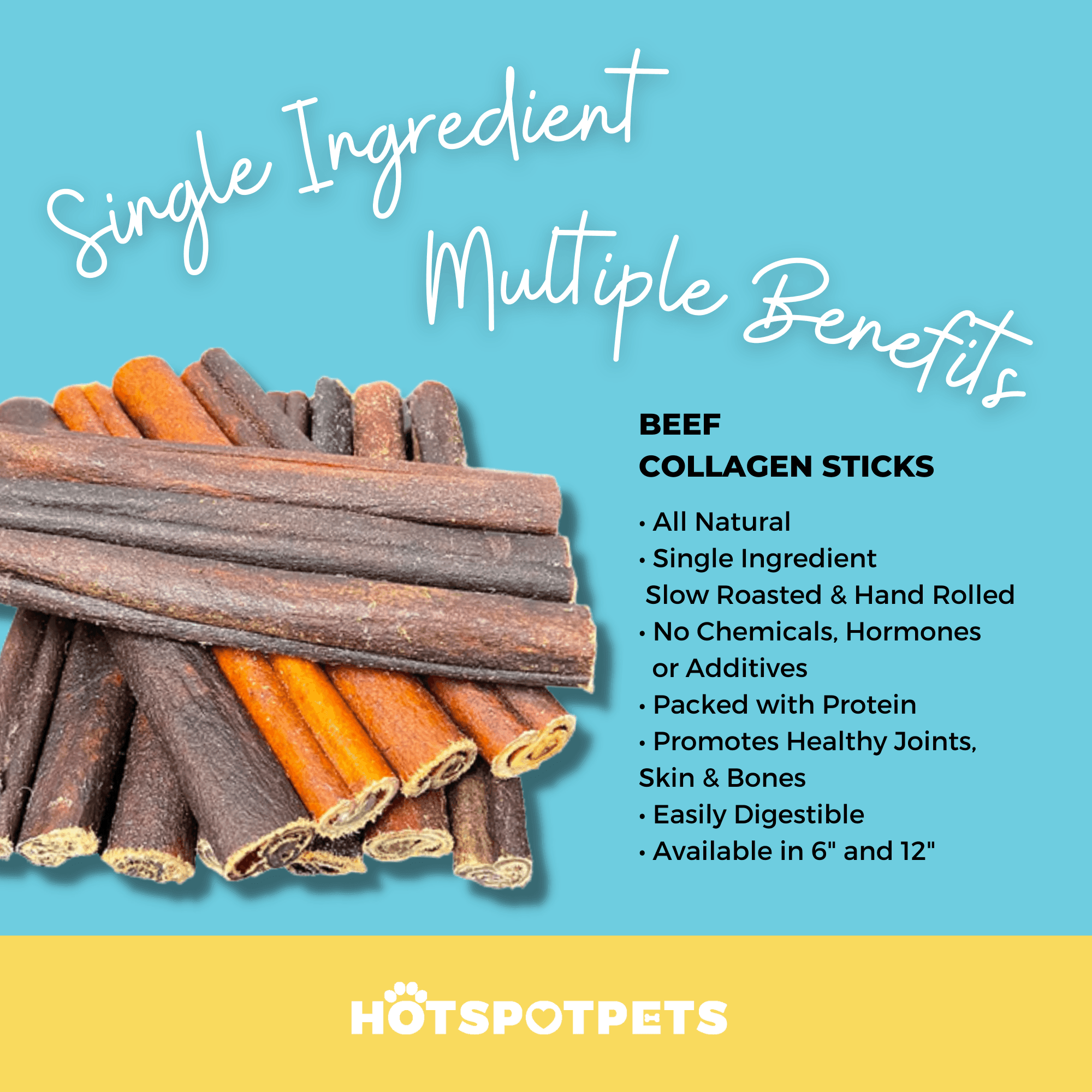 6'' Inch Beef Collagen Sticks for Small & Medium Dogs | Collagen Chews at HotSpot Pets