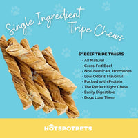 6" Inch Beef Tripe Twists for Small & Medium Dogs | Beef Tripe Twists at HotSpot Pets