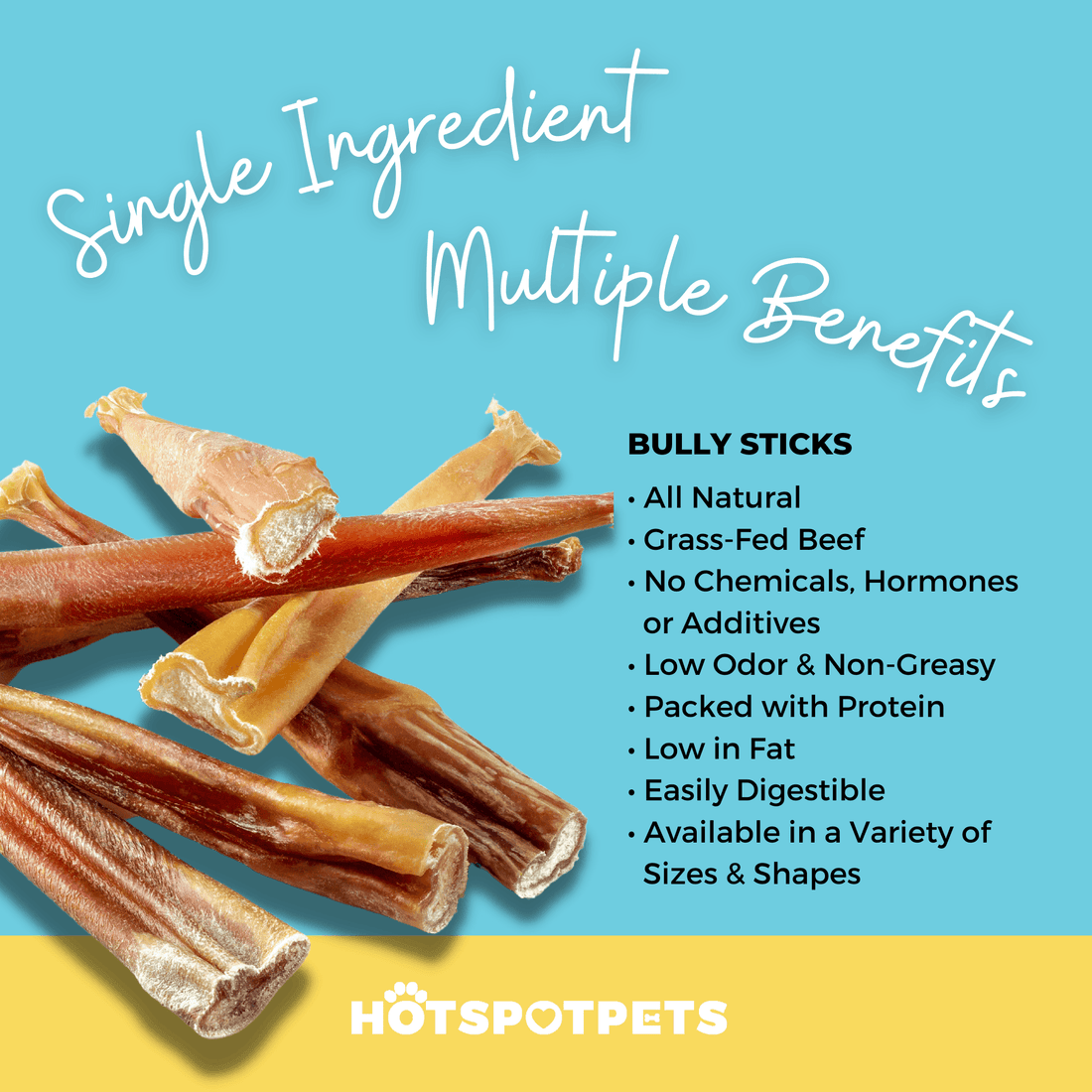 6" Thin Bully Sticks for Small & Medium Dogs | Bully Sticks at HotSpot Pets