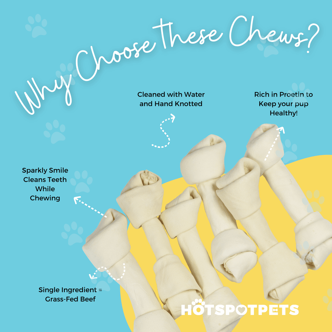 6" to 7 Inch Knotted Rawhide Bones | Rawhide Chews at HotSpot Pets