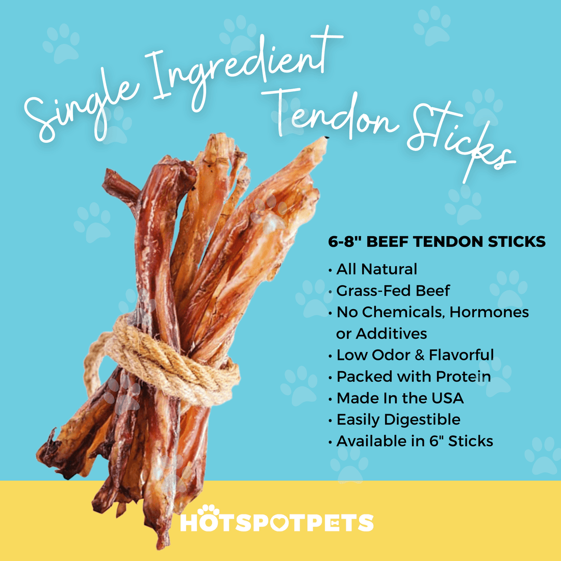 6" to 8" Beef Tendon Chews for Dogs | Tendon Chews at HotSpot Pets