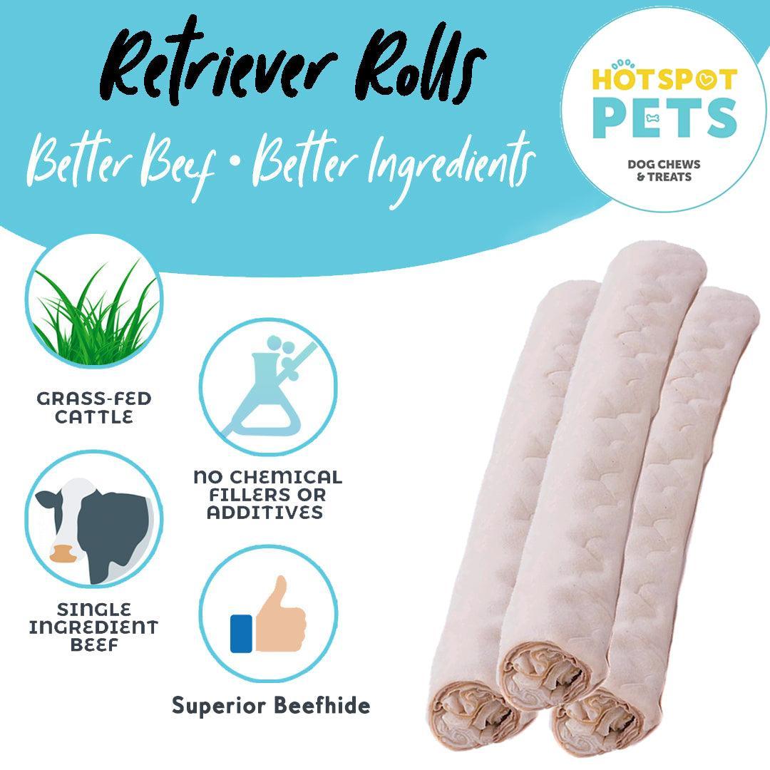 8" Rawhide Rolls for Medium & Large Dogs | Rawhide Chews at HotSpot Pets