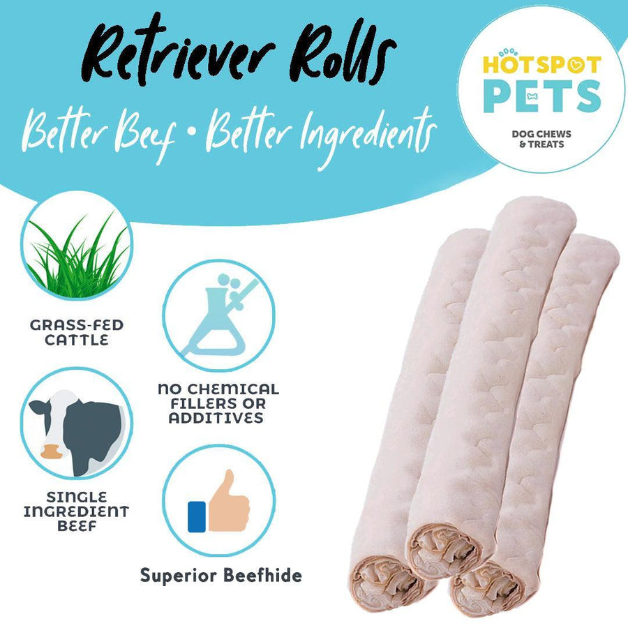 8" Rawhide Rolls for Medium & Large Dogs | Rawhide Chews at HotSpot Pets