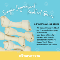 9" Inch Knotted Rawhide Bones for Large Dogs | Rawhide Chews at HotSpot Pets