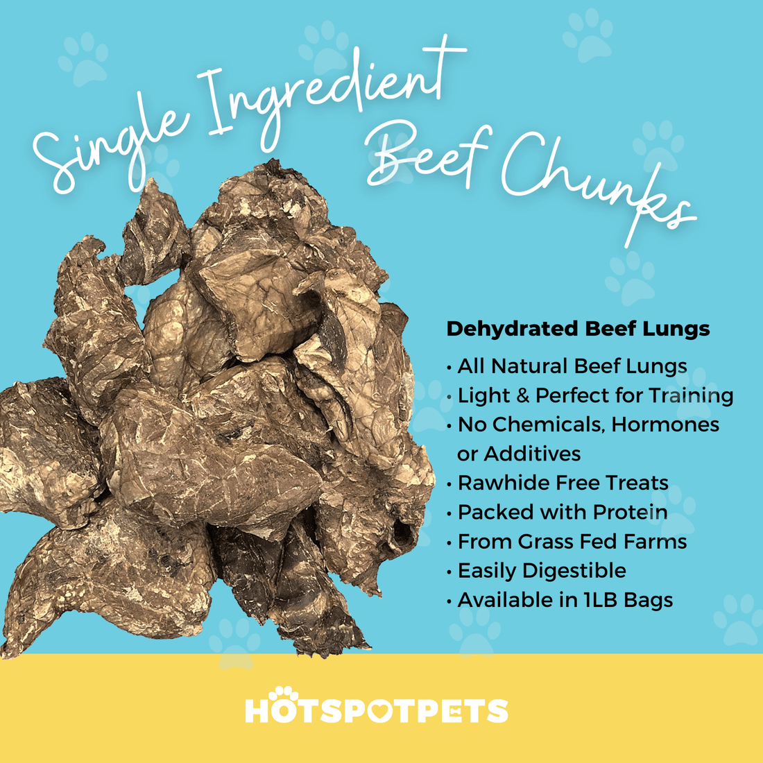 All-Natural Roasted Beef Lung Treats for Dogs | Beef Lungs at HotSpot Pets
